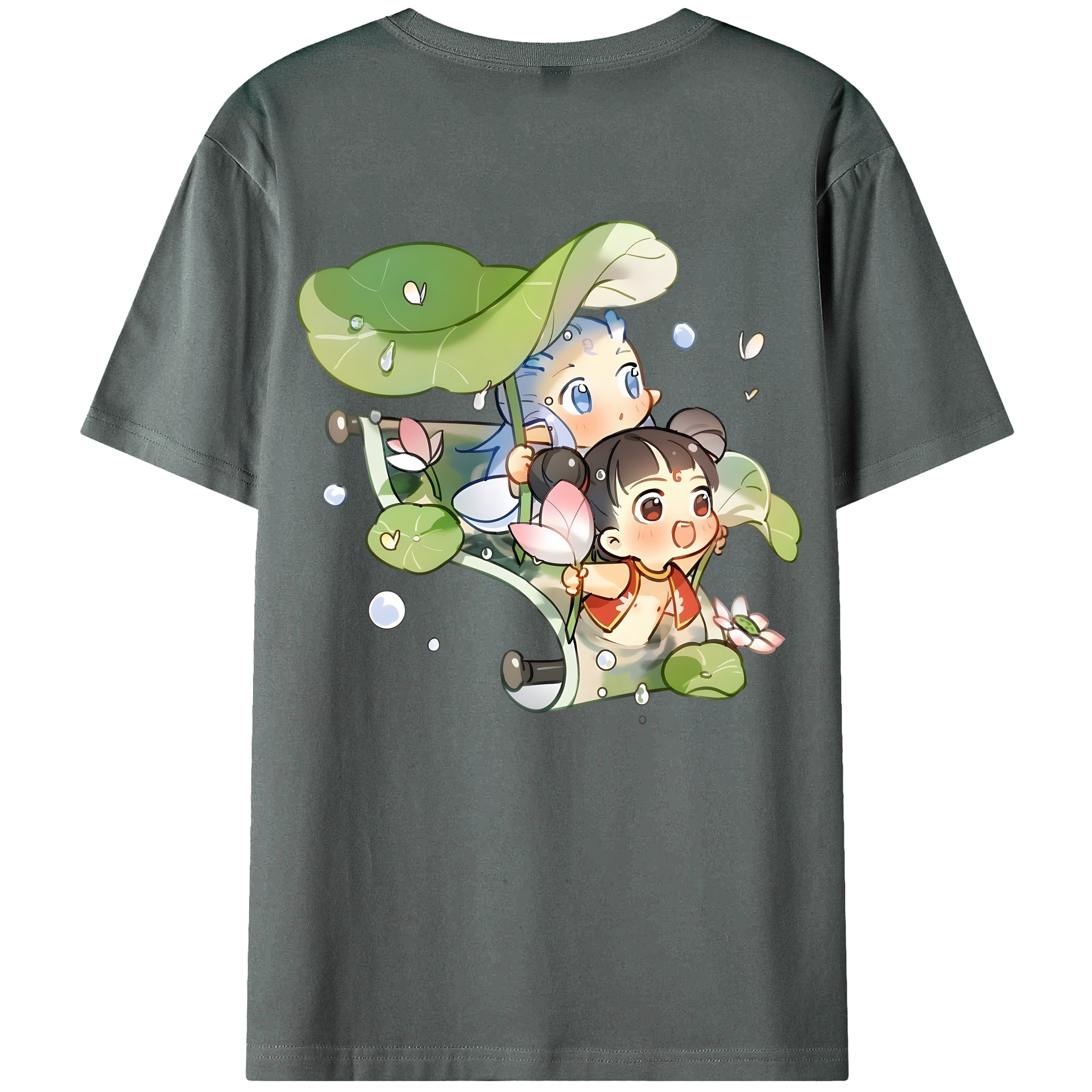 （画像用） Ne Zha 2 ナタ 魔童の大暴れ 綿100％ メンズ半袖Tシャツ（バックプリント） 通気性